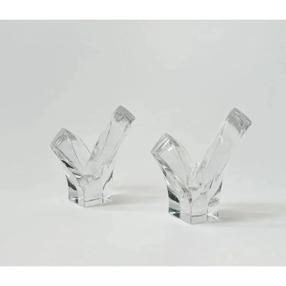 Art Deco Set of 2 Mikasa Glass Crystal Candle Stick Holders - Picture 1 of 7